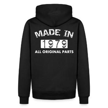 Geburtstag 40 Jahre T-Shirt Made in 1979 - Männer Premium Bio Hoodie - Schwarz - Hinten - Nico (187cm)