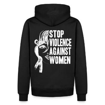 Gewalt gegen Frauen - Männer Premium Bio Hoodie - Schwarz - Hinten - Nico (187cm)