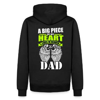 Fête des pères Papa Ange Ciel Geschenl - Sweat à capuche Premium bio Homme - noir - Dos - Nico (187cm)