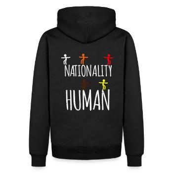 Gegen Rassismus - Männer Premium Bio Hoodie - Schwarz - Hinten - Nico (187cm)