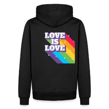 Regenbogen, LGBT, Rainbow, Gay Pride, Love - Männer Premium Bio Hoodie - Schwarz - Hinten - Nico (187cm)