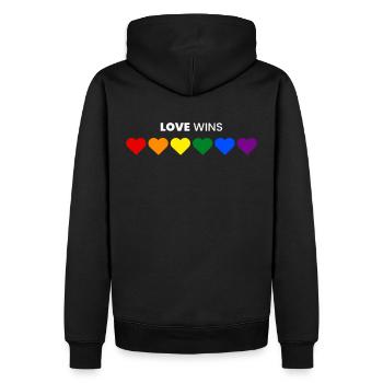 Regenbogen, LGBT, Rainbow, Gay Pride, Love Wins - Sweat à capuche Premium bio Homme - noir - Dos - Nico (187cm)