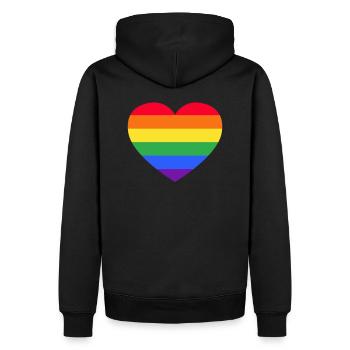 Regenbogen, LGBT, Rainbow, Gay Pride, Love, Herz - Männer Premium Bio Hoodie - Schwarz - Hinten - Nico (187cm)
