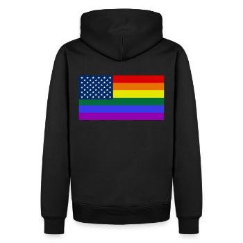 Regenbogen, LGBT, Gay Pride, US LGBT Flag - Sweat à capuche Premium bio Homme - noir - Dos - Nico (187cm)