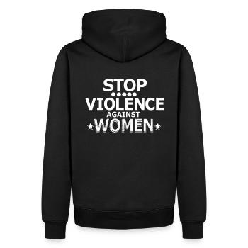 Stoppt die Gewalt gegen Frauen - Männer Premium Bio Hoodie - Schwarz - Hinten - Nico (187cm)