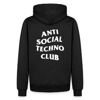 Club Techno Anti Social - Sweat à capuche Premium bio Homme - noir - Dos - Nico (187cm)