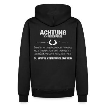 Achtung ich reite Pferde - Männer Premium Bio Hoodie - Schwarz - Hinten - Nico (187cm)