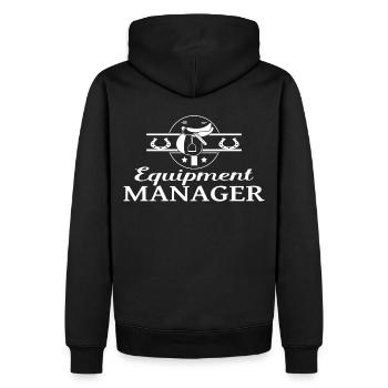 Equipment Manager Pferde Dressur 2 - Männer Premium Bio Hoodie - Schwarz - Hinten - Nico (187cm)