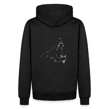 WOLF CREE - Männer Premium Bio Hoodie - Schwarz - Hinten - Nico (187cm)