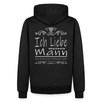 Ich liebe meinen Mann wenn er mich zu meinen Pferd - Männer Premium Bio Hoodie - Schwarz - Hinten - Nico (187cm)