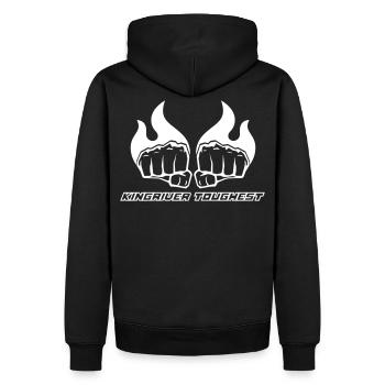 Kingriver Toughest - Männer Premium Bio Hoodie - Schwarz - Hinten - Nico (187cm)