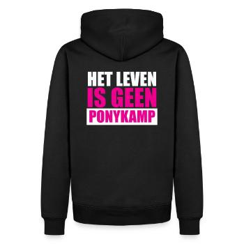 Lustige Sprüche: Het Leven is geen Ponykamp - Männer Premium Bio Hoodie - Schwarz - Hinten - Nico (187cm)