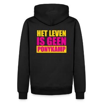 Lustige Sprüche: Het Leven is geen Ponykamp - Männer Premium Bio Hoodie - Schwarz - Hinten - Nico (187cm)