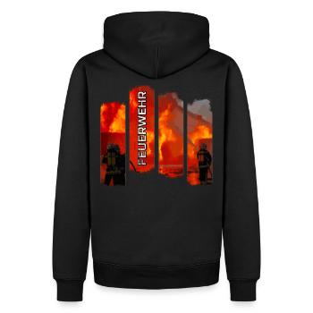 Feuerwehr in Action - Männer Premium Bio Hoodie - Schwarz - Hinten - Nico (187cm)