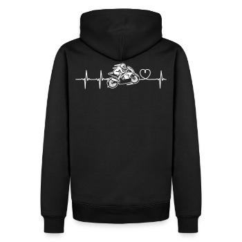 Motorrad Herzschlag - Männer Premium Bio Hoodie - Schwarz - Hinten - Nico (187cm)