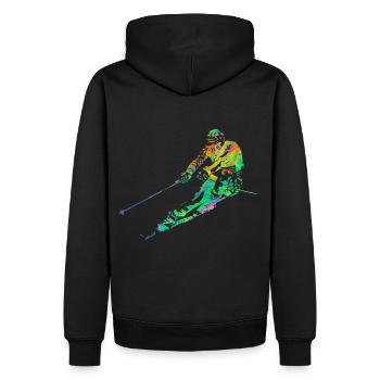 Skieur sports d'hiver vacances ski ski ski - Sweat à capuche Premium bio Homme - noir - Dos - Nico (187cm)