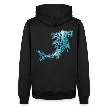 Requin marteau maori - Sweat à capuche Premium bio Homme - noir - Dos - Nico (187cm)