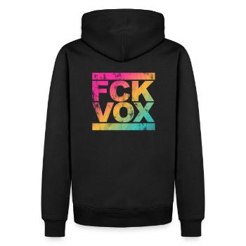 FCK VOX España - Sweat à capuche Premium bio Homme - noir - Dos - Nico (187cm)