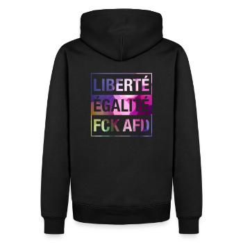 Liberté Égalité FCK AFD Shirt - Männer Premium Bio Hoodie - Schwarz - Hinten - Nico (187cm)