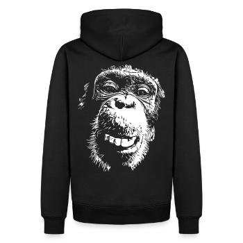 Affe Affengesicht Schimpanse Menschenaffe - Männer Premium Bio Hoodie - Schwarz - Hinten - Nico (187cm)