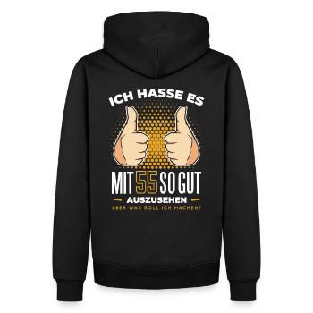 55. Geburtstag 55 Jahre alt Lustige Sprüche - Männer Premium Bio Hoodie - Schwarz - Hinten - Nico (187cm)