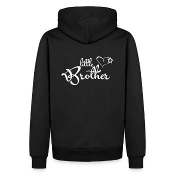 Petit frère - cadeau pour frère - cœur de frère - Sweat à capuche Premium bio Homme - noir - Dos - Nico (187cm)