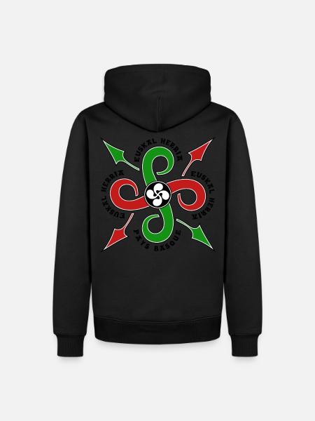Croix Basque - Sweat à capuche Premium bio Homme - noir