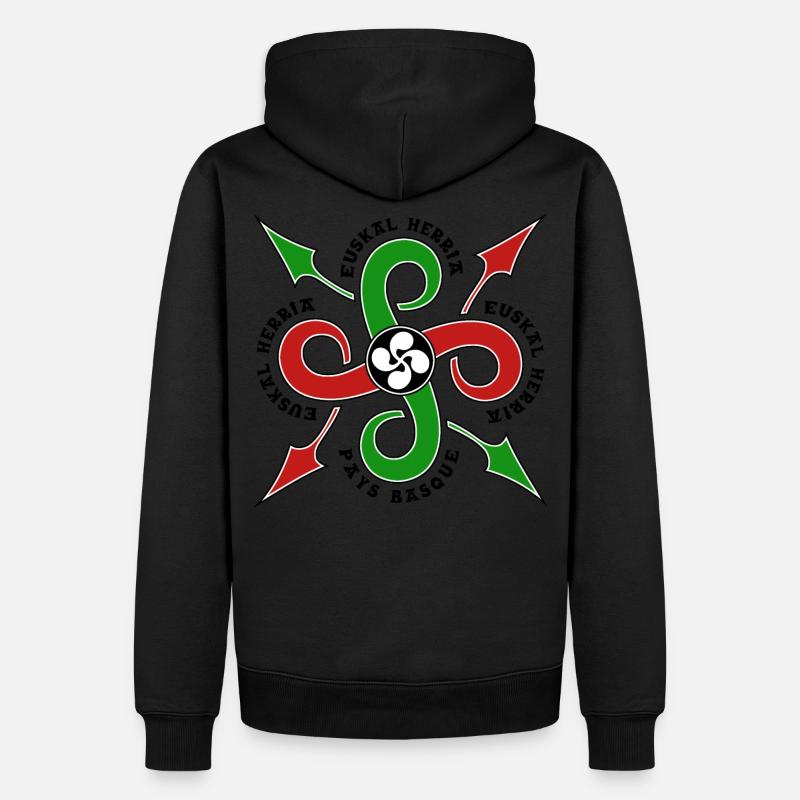 Croix Basque - Sweat à capuche Premium bio Homme - noir