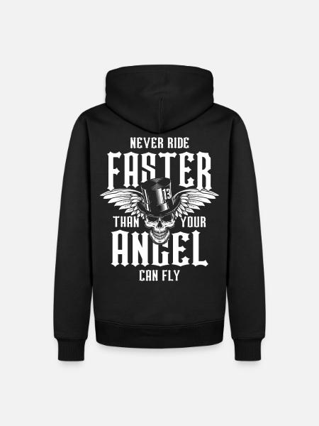 Sort biker totenkopf Ange wings - Sweat à capuche Premium bio Homme - noir