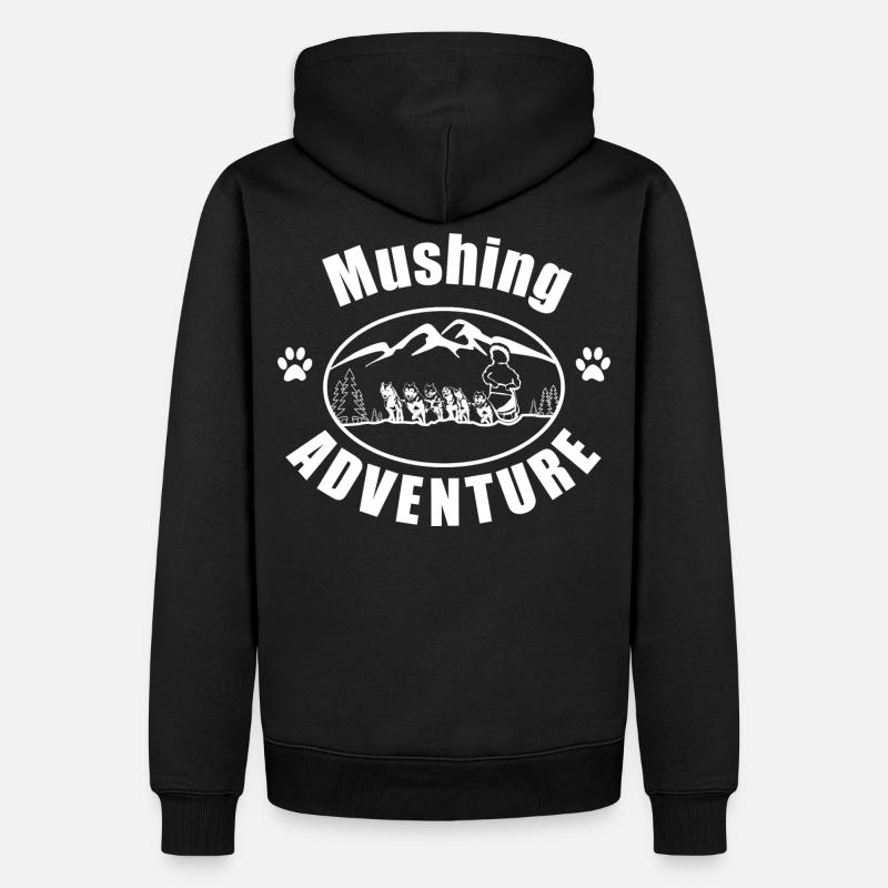 Huskys Mushing - Männer Premium Bio Hoodie - Schwarz