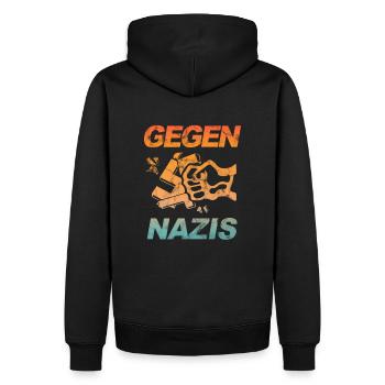 Contre les Nazis - FCK NZS - Contre la droite - Vintage - Sweat à capuche Premium bio Homme - noir - Dos - Nico (187cm)