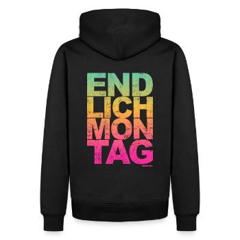 Endlich Montag - Lustige Sprüche Arbeiten Job - Männer Premium Bio Hoodie - Schwarz - Hinten - Nico (187cm)