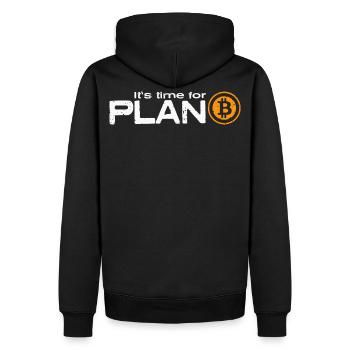 Plan B - Männer Premium Bio Hoodie - Schwarz - Hinten - Nico (187cm)