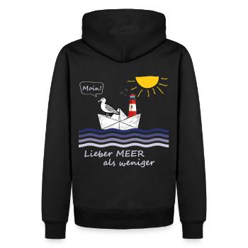 Better sea than less Moin North Sea northern people - Men’s Premium Organic Hoodie - black - Back - Nico (187cm)