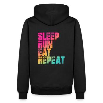 Pour les coureurs : SLEEP, RUN, EAT, REPEAT - Sweat à capuche Premium bio Homme - noir - Dos - Nico (187cm)