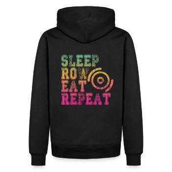 Für Ruderer: SLEEP, ROW, EAT, REPEAT - Männer Premium Bio Hoodie - Schwarz - Hinten - Nico (187cm)