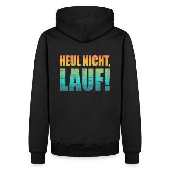 Heul nicht, Lauf! - Laufen, Joggen, Sport, Rennen - Männer Premium Bio Hoodie - Schwarz - Hinten - Nico (187cm)