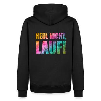 Heul nicht, Lauf! - Laufen, Joggen, Sport, Rennen - Männer Premium Bio Hoodie - Schwarz - Hinten - Nico (187cm)