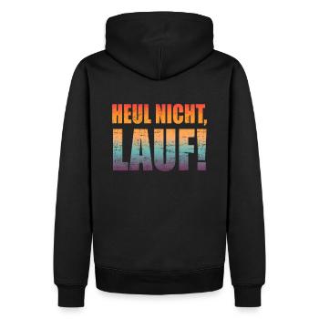 Heul nicht, Lauf! - Laufen, Joggen, Sport, Rennen - Männer Premium Bio Hoodie - Schwarz - Hinten - Nico (187cm)