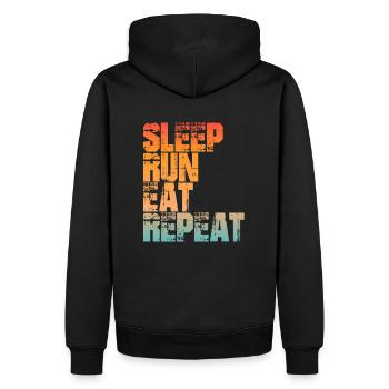 Pour les coureurs : SLEEP, RUN, EAT, REPEAT - Sweat à capuche Premium bio Homme - noir - Dos - Nico (187cm)