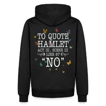 To quote Hamlet Act III, Scene III, Line 87 - NO - Männer Premium Bio Hoodie - Schwarz - Hinten - Nico (187cm)