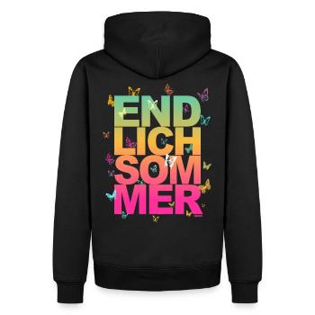 Endlich Sommer - Sonne, Urlaub, Spaß - Männer Premium Bio Hoodie - Schwarz - Hinten - Nico (187cm)