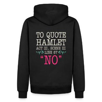 To quote Hamlet Act III, Scene III, Line 87 - NO - Männer Premium Bio Hoodie - Schwarz - Hinten - Nico (187cm)