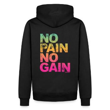 No Pain No Gain - Training Fitness Männer Frauen - Männer Premium Bio Hoodie - Schwarz - Hinten - Nico (187cm)