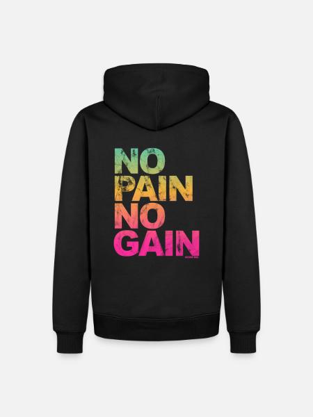 No Pain No Gain - Entraînement Fitness Hommes Femmes - Sweat à capuche Premium bio Homme - noir