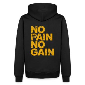 No Pain No Gain - Training Fitness Männer Frauen - Männer Premium Bio Hoodie - Schwarz - Hinten - Nico (187cm)