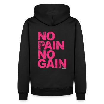No Pain No Gain - Training Fitness Männer Frauen - Männer Premium Bio Hoodie - Schwarz - Hinten - Nico (187cm)