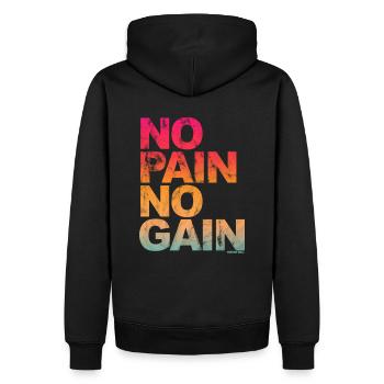 No Pain No Gain - Training Fitness Männer Frauen - Männer Premium Bio Hoodie - Schwarz - Hinten - Nico (187cm)