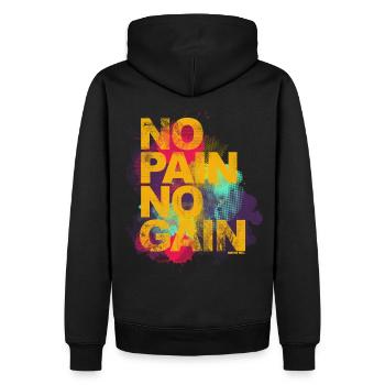 No Pain No Gain - Training Fitness Männer Frauen - Männer Premium Bio Hoodie - Schwarz - Hinten - Nico (187cm)