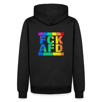 Contre les nazis - FCK AFD - Contre la droite - LGBTQ - Sweat à capuche Premium bio Homme - noir - Dos - Nico (187cm)
